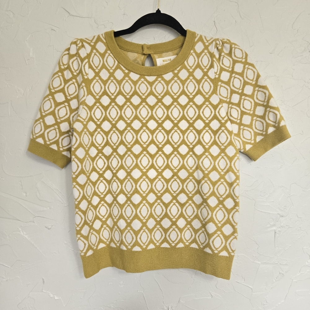 Anthro Maeve Jacquared Harmon Yellow Sweater - Picture 4 of 11